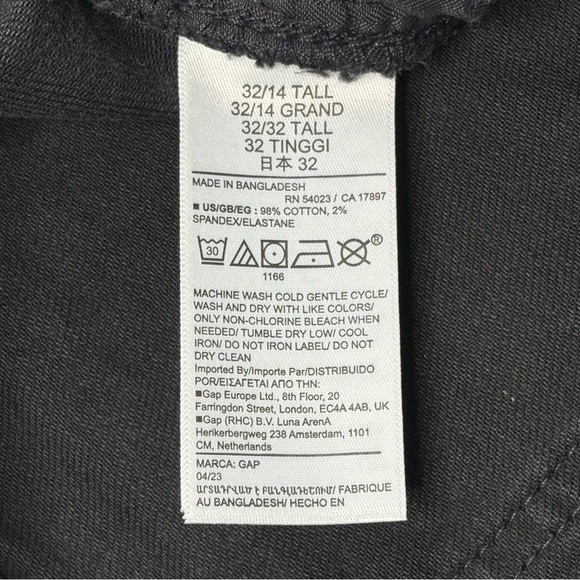 GAP Mid Rise Vintage Slim Stretch Jeans 32/14 Tall Black Rinse Raw Hem #795399 - Picture 13 of 15